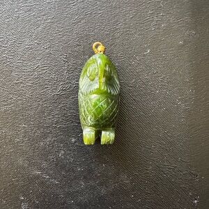 Vintage Chinese Hand-Carved Jade Owl Pendant Good Luck Charm